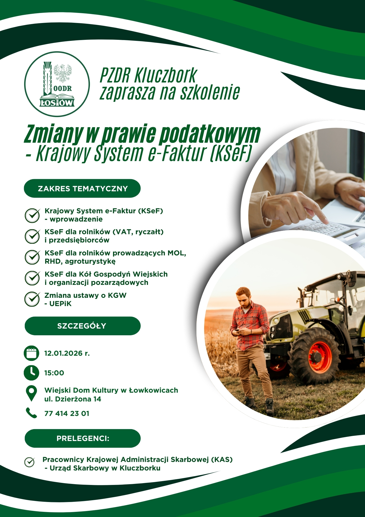 PZDR Kluczbork zaprasza na szkolenie – zmiany w prawie podatkowym – Krajowy System e-Faktur (KSeF)